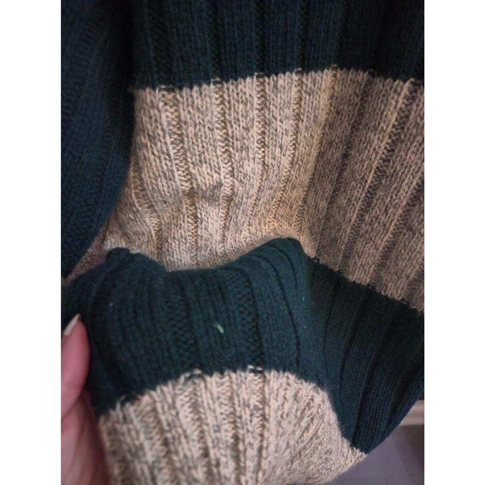 Vintage Wool Blend Chunky Rib Knit Striped Crewneck Sweater M Authentic Issue 90 - Picture 3 of 6